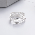 wholesale S925 Sterling Silver Korean-style Minimalist Irregular Line Wrapped Viral Versatile Open Ring-0-3