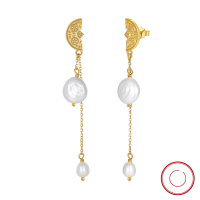 wholesale 925 Sterling Silver with Cultured Freshwater Pearl Fringe Earring Dangle Earrings for Women Manufacturer Wholesale in Stock-14K gold, natural freshwater pearl, approximately 4.43g 925 silver