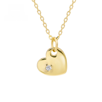wholesale [9k Gold] Yili Jewelry Manufacturer Wholesale Spring Japanese Retro Luxury Style Heart Moissanite Necklace-Moissanite Necklace 9K