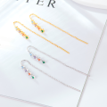 wholesale 925 Sterling Silver Earrings Minimalist and Elegant Dopamine Ear Threads with Colorful Zircon Pendant for Women, Cross-Border Exclusive Wholesale Jewelry-0-1