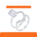 wholesale S925 Silver Set Two-Piece Moissanite Ring Oval-Shaped Main Stone Exquisite Suit Ring-0-0
