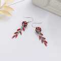 wholesale S925 silver vintage Chinese-style lantern firecracker red festive creative design earrings ear clips-0-2