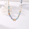 wholesale Silver-toned minimalist rainbow stone butterfly enamel necklace for women, bead-0-0