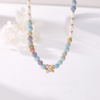 wholesale Silver-toned minimalist rainbow stone butterfly enamel necklace for women, bead-Rainbow Stone Enamel Butterfly Silver Necklace/27.45g&gt;TL013167