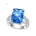 wholesale S925 Sterling Silver Sapphire Spinel Ring, Designed with a Sense of Luxury, Exquisite Craftsmanship in Pure Silver Setting with Gemstone-0-0
