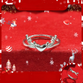 wholesale S925 Sterling Silver Ins Style New Deer Ring for Women, Minimalist Heart-Shaped Antlers, Niche and Versatile Wholesale Ring-0-0
