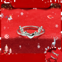 wholesale S925 Sterling Silver Ins Style New Deer Ring for Women, Minimalist Heart-Shaped Antlers, Niche and Versatile Wholesale Ring-Heart Antler Ring/Approx. 1.65g&gt;JZ015694 Sterling Silver