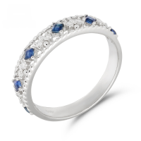 wholesale 18K Gold Art Li Jewelry Wholesale Fashion Commuter Style Minimalist Hollow Blue Sapphire Full-Cut Diamond Ring-Sapphire Full Diamond Ring Size 6