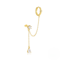 wholesale S925 Sterling Silver Evil Eye Zircon Fringe Ear Hoop Earrings With Octagram Design-Single gold#1&gt;925 silver