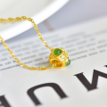 wholesale 925 Silver Gold-Plated with Hetian Jasper "Lulutong" Pendant Necklace for Women, Comes with Certificate-0-1
