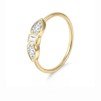 wholesale S925 Sterling Silver Fashionable and Versatile Golden Dawn Series Small Ring with Square Moissanite in Waterdrop Design-Small Moissanite Ring  US Size 8 (Domestic Size 17)