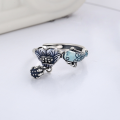 wholesale S925 Sterling Silver Vintage Enamel Resin Colorful Ethnic Lucky Carp Lotus Tassel Adjustable Ring-0-1