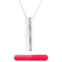 wholesale S925 Sterling Silver 3D Engraved Pendant Cube Bar Necklace Dropshipping for Cross-Border Hot Sales-White Copper