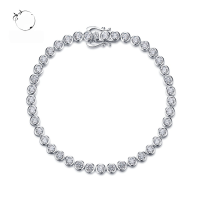wholesale S925 silver jewelry new trendy minimalist lightweight luxury high-carbon diamond full diamond bracelet for fashion-forward individuals-B046 Bezel Bracelet>18cm
