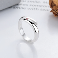 wholesale S925 Silver Cloud Tide Pavilion Fashion Minimalist European and American Letters Classic Style Red Gemstone Accent Trendy Versatile Open Ring-YJ1269M/approx. 4.3" opening adjustable