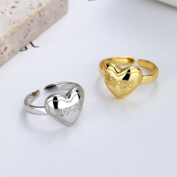 wholesale S925 Sterling Silver Minimalist Design Love Heart Ring Open Adjustable Stacking Ring for Women, as Seen inMagazines-DJ1113/white gold, approximately 2.81 grams &gt; opening adjustable