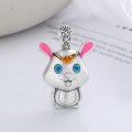 wholesale S990 Sterling Silver National Tide Style Retro Matte Craft Resin "Fu" Character Zodiac Year Small Rabbit DIY Pendant-0-1
