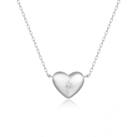 wholesale 925 Silver New Octagonal Star With Heart And Zircon Inlay Daily Matching Necklace, Popular In Europe And America, Unique Elegant Collarbone Chain-Platinum 925 silver