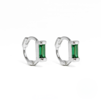 wholesale S925 Sterling Silver Ins Square Zircon Ear Clasp With Single Creative Stud, Popular In Europe And America-Platinum-Green Diamond