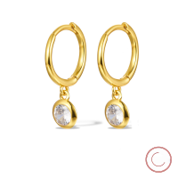 wholesale 925 Sterling Silver, Stylish and Popular New European and American Earrings, Exquisite and Minimalist Circle Zircon Ear Studs, High-End Versatile Commuter Ear Accessories-Gold 925 silver