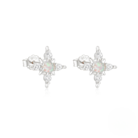 wholesale S925 Sterling Silver Amorphous Star Opal Zircon Inlaid Earrings For Women, Heart-shaped, Light Luxury, Niche Amazon New Arrival-Platinum #6 925 silver