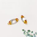 wholesale S925 gold-plated silver white quartz square column small flower double ear accessories bead spacer handmade DIY semi-finished beginner bracelet-0-7