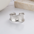 wholesale S925 Sterling Silver European and American Minimalist Curled Wave Edge Wide Band Simple Style Open Ring-0-2