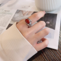 wholesale S925 Sterling Silver Vintage Ethnic Style Inlaid with Southern Red Agate Unique Design Fresh and Niche Ring-0-3