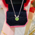 wholesale S925 Silver Maker Natural Hetian Jade Drop Ear Rabbit Silver Necklace for Women, Cute and Versatile New Winter Collection Collarbone Chain-0-2