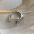 wholesale S925 Sterling Silver Korean Minimalist Interlocking Rectangular Block Architectural Ring, Fashion Niche Design, Minimalist Style Openable Finger Ring-0-1