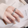 wholesale S925 Silver Retro Matte Natural Style Lotus Creative Design Fashion Elegant Openable Ring-0-0