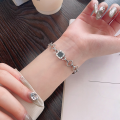 wholesale S925 Sterling Silver Black Resin Square Bracelet for Women, Trendy and Unique Cross-Border Design-0-3