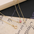 wholesale 9k Gold Pink Tourmaline Necklace, Yili Jewelry Summer New Collection, Small Batch Fresh and Cute Style Forest Theme-0-2