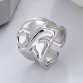 wholesale S925 Sterling Silver Exaggerated Wide Wave Texture Open Ring in European and American Hip-Hop Punk Style-0-0