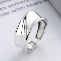 wholesale S925 Sterling Silver Minimalist Smooth Irregular Texture Open Ring Ins Light Luxury Versatile-726J/approx. 5g Adjustable opening