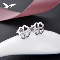 wholesale S925 Sterling Silver Korean Fashion Minimalist Student Earrings Ins Style Niche Design Small Fresh Four-Leaf Clover Stud Earrings for Women-Earrings-Not with Tremella Plugs 925 Silver