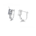 wholesale S925 Sterling Silver Moissanite Small Square Sugar High-End Micro-Set Earrings Elegant Ear Clasps Minimalist Fashion Hoops-0-5