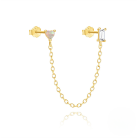 wholesale S925 Sterling Silver Classic Heart Opal Zircon Chain Double Earrings-Single gold#1&gt;925 silver