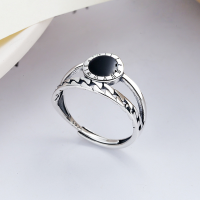 wholesale S925 Sterling Silver Korean-style Fashion Creative Double Layer Hollow Roman Numeral Dial Enamel Index Finger Open Adjustable Ring-YFJ399/approx. 2.73g Adjustable opening