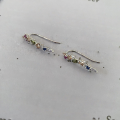 wholesale S925 Sterling Silver Small and Fresh Irregular Colored Zircon Ear Studs for Women, Sweet and Elegant Ear Climber, Spring and Summer Advanced Sense-0-4