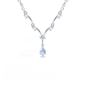 wholesale S925 Sterling Silver Luxury Natural Topaz Necklace, High-End Feel Sweater Chain, Sapphire Pendant-0-0