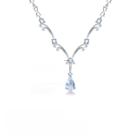 wholesale S925 Sterling Silver Luxury Natural Topaz Necklace, High-End Feel Sweater Chain, Sapphire Pendant-Natural Sky Blue Topaz 925 Silver