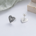 wholesale S925 Sterling Silver Retro Vintage Heart-shaped Stud Earrings with Cross Creative Geometric Earrings for Women-0-1