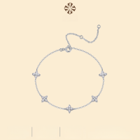 wholesale S925 silver hot-selling extension clasp moissanite five-flower bracelet, non-fading, luxurious high-end wholesale bracelet-Moissanite