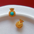 wholesale Gold-plated 925 ancient silver fittings inlaid with natural aquamarine, sun moon stars, turquoise, lucky bag, amber, and Zhajilamu for DIY-0-5