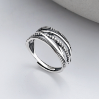 wholesale S925 Sterling Silver Korean Style Ins Minimalist Simple Line Twist Cross Wrapped Geometric Open Ring-YJ421/approx. 3.5g Adjustable opening