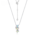 wholesale S925 Sterling Silver European and American New Fashion Versatile Iridescent Synthetic Opal Pendant Designer Necklace for Women Wholesale from Manufacturers-0-0
