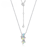 wholesale S925 Sterling Silver European and American New Fashion Versatile Iridescent Synthetic Opal Pendant Designer Necklace for Women Wholesale from Manufacturers-Thick Silver Platinum 925 Silver