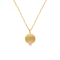 wholesale 18K gold jewelry vintage minimalist high-end small round disc with pink sapphire necklace wholesale manufacturers-0-0