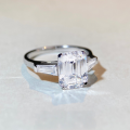 wholesale S925 Sterling Silver 4ct Emerald Cut Moissanite Ring Wholesale Large Carat-0-0